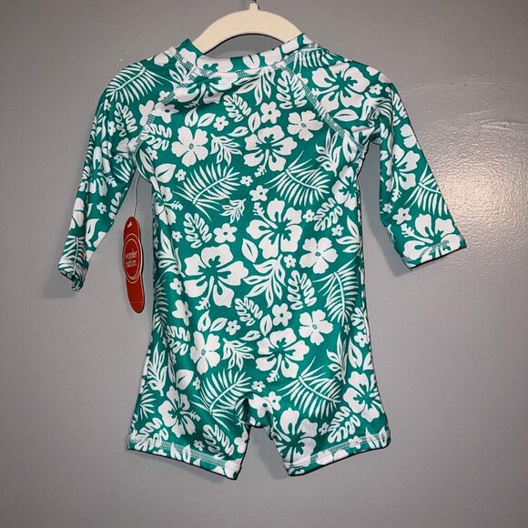 NWT Wonder Nation Baby Zip Rashie Hibiscus Size 3-6 Months - Picture 3 of 5